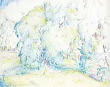 Lionel LeMoine FitzGerald, Sunlit Grove, coloured pencil on paper