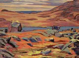 Maurice Hall Haycock, Lake in the Barren Lands, 1950, oil on wood board