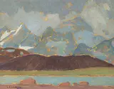 A. Y. Jackson, Mountains Near Jasper, 1914, oil on wood panel