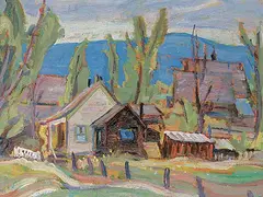 A. Y. Jackson, 150 Mile House B.C., oil on wood panel