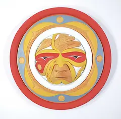 John Marston, The Creator, painted yellow cedar carving