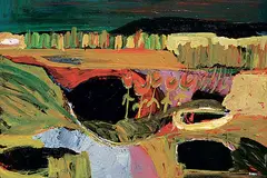 Edith Jean Richards, Landscape with Flowers, oil on board