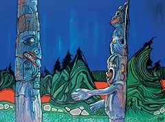 Armand Frederick Vallee, Monumental Power - Totem Series [19A Blue], 1995, oil on canvas