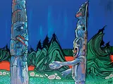 Armand Frederick Vallee, Monumental Power - Totem Series [19A Blue], 1995, oil on canvas