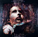Mark Gaskin, Method #2 - Portrait with Blue Flowers, 2001, encaustic and mixed media on wood panel