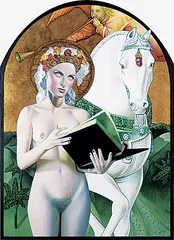 John Hoyt, The Legend of St. L, 1998, oil and mixed media on canvas board