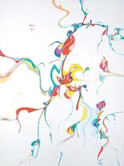 Alex Janvier, Birds of China, 1985, acrylic on canvas