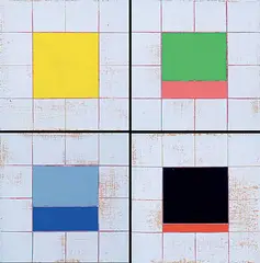 William J. McCarroll, As Is No Returns: A Chronicle in 4 Panels, acrylic on canvas