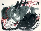 Antoni Tàpies, Espiral [from the series Negre i roig] #H.C., 1975, colour etching on paper