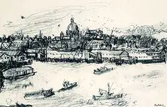Bruno Bobak, Inner Harbour, 1959, ink on paper