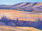 William Duma, Untitled - Twilight Foothills, acrylic on canvas board