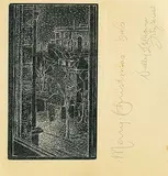 Lionel LeMoine FitzGerald, Untitled - View of the City, 1946, lino block on paper