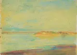 Augustus Frederick Lafosse Kenderdine, Soda Lake Island, oil on paper board