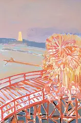 John Koerner, The Lighthouse [45], A Tribute to Utagawa Hiroshige, acrylic on canvas