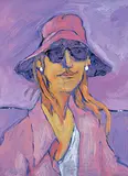 Untitled - Jean with Sunglasses by Robert F.M. McInnis, 2009, oil on paper board, sold Apr 2020