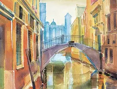 Venetian Bridge by Franklin Herbert Palmer, watercolour on paper, sold Apr 2020