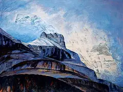Dana Roman, Rain and Sun [Yukness Mountain], acrylic on canvas