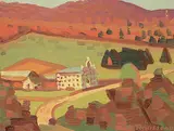 Albert Rousseau, Untitled - Estate in the Valley, 1938, oil on paper board