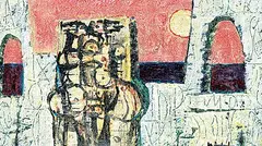 Herbert Johannes Joseph Siebner, Antique Lovers, 1977, mixed media on wood board