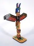 Eddie Apodaca, Eagle Hummingbird and Wolf, 2005, painted wood carving