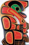 Harold Baker, Bear and Salmon, painted wood carving