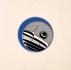 Moon [Green and Black on White] #72/248 by Robert Davidson, 1976, colour silkscreen on paper, sold Mar 2020
