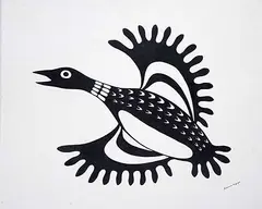 Untitled - Loon by Francis Kagige, acrylic on canvas board, sold Mar 2020