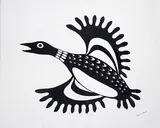 Francis Kagige, Untitled - Loon, acrylic on canvas board