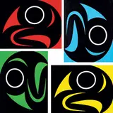 Johnny Jr. Maynard, Four Salmon Heads, 2008, acrylic on canvas