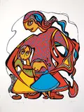 Daphne Odjig, Arms of Security #1/95, 1977, colour silkscreen on paper