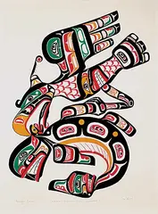 Dwayne Simeon, Kwa Giulth Thunderbird and Killerwhale #76/150, 1979, colour silkscreen on paper
