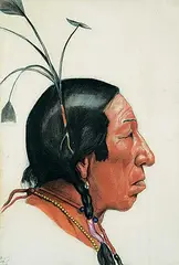 Gerald T. Tailfeathers, Portrait of Shot On Both Sides, Blood Chief, 1947, pastel on paper board