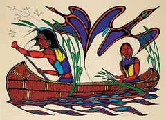 Wayne Yerxa, Picking Wild Rice #10/75, 1978, colour silkscreen on paper