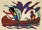 Wayne Yerxa, Picking Wild Rice #10/75, 1978, colour silkscreen on paper