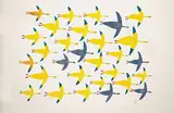 Luke Anguhadluq, Geese in September #29/50, 1972, colour stonecut on paper