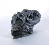 Untitled - Return from a Successful Hunt by Adamie Alaku Anauta, grey stone carving, sold Mar 2020