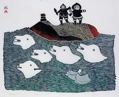 Pitseolak Ashoona, Lumaiyu #22/50, 1976, colour stone cut on paper