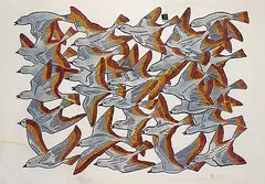 Marjorie Esa, Snow Bunting #25/43, 1971, colour stonecut on paper