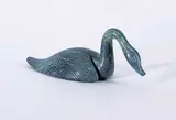 Alice Kahoktak, Untitled - Long Neck Bird, 1990, mottled green stone carving