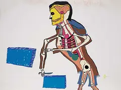 William Noah, The Vision of a Man Cutting Snow Blocks #1/70, 1978, colour lithograph on paper