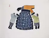 Pitseolak Ashoona, Large Cache #37/50, 1979, colour stone cut on paper
