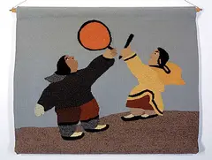 Annie Pitsiulak, Drum Dancer #1/10, woven wall hanging