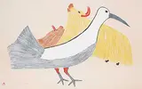 Pudlo Pudlat, Seagull and Muskox #44/50, 1980, colour lithograph on paper