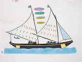 Pudlo Pudlat, Umiakjuak #31/50, 1980, colour stonecut and stencil on paper