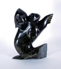 Untitled - Sedna Bear Spirit by Kellypalik Qimirpik, green stone carving, sold Mar 2020