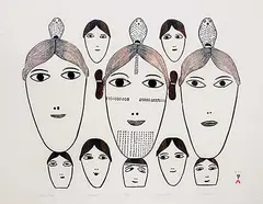 Jamasie Teevee, Inuit Faces #34/50, 1978, colour stonecut on paper