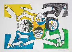 Simon Tookoome, A Vision of Animals #5/50, 1992, colour relief print on paper