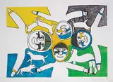 Simon Tookoome, A Vision of Animals #5/50, 1992, colour relief print on paper