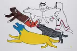 Simon Tookoome, Danger of Wolves #7/50, 1974, colour stone cut on paper