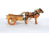 George Markel, Untitled - Horse and Wagon, carved wood and mixed media sculpture